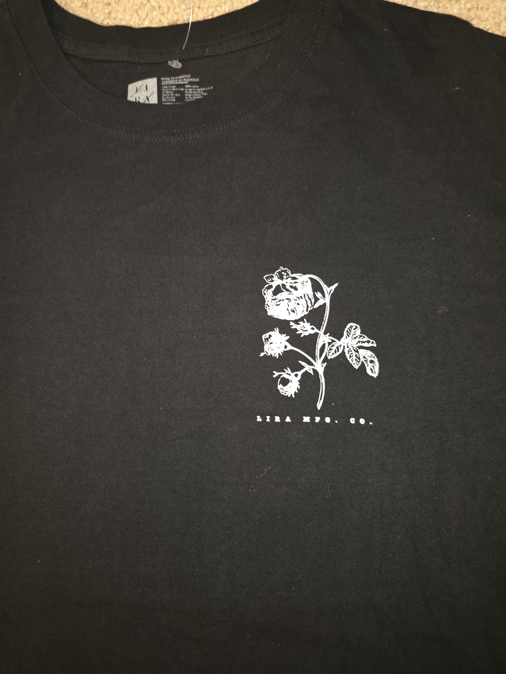 Lira MFG Co. Rose Graphic Shirt Mens XL Black Short Sleeve Streetwear Skate Tee